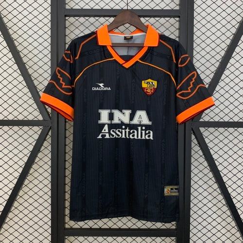 1990s AS Roma Retro Football Shirt | Black Orange Home