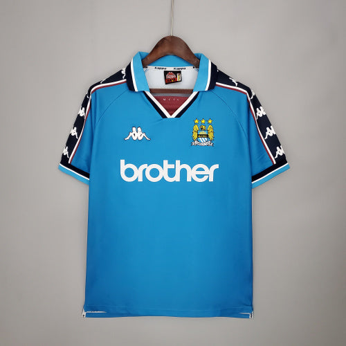 1990s Manchester City Retro Football Shirt | Sky Blue Navy Home