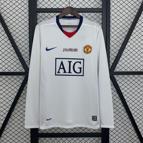 2000s Manchester United Retro Football Shirt | White Navy Home