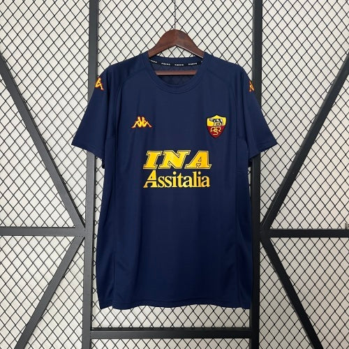 1990s AS Roma Retro Football Shirt | Navy Yellow Home