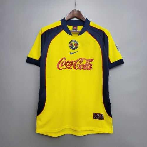 2000s Club America Retro Football Shirt | Yellow Navy Home