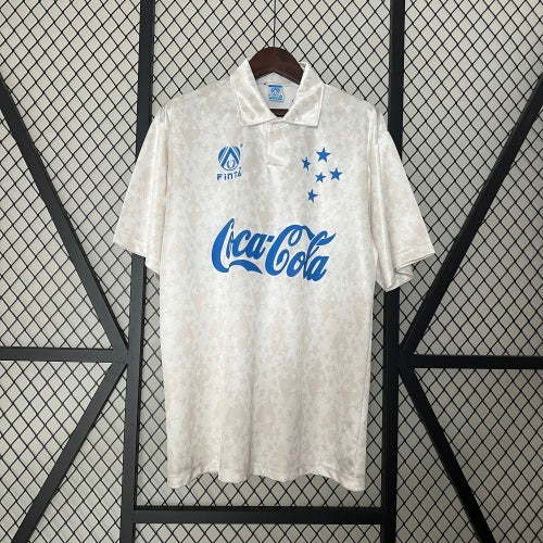 1990s Cruzeiro Retro Football Shirt | White Blue Home