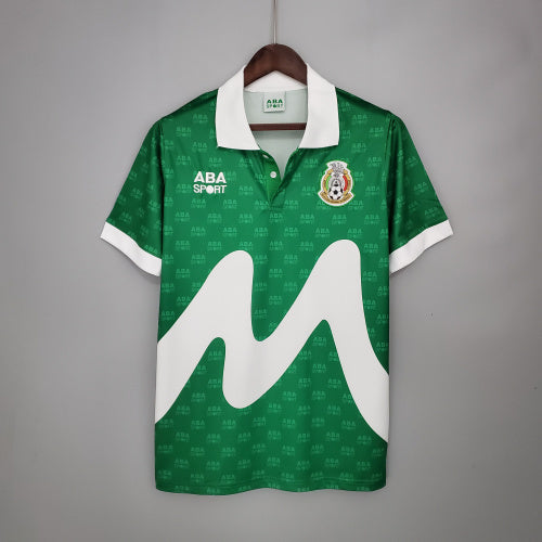 1990s Mexico Retro Football Shirt | Green White Home