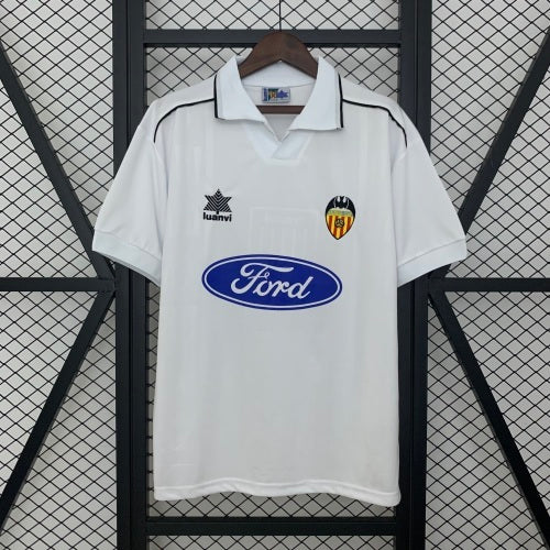1990s Valencia Retro Football Shirt | White Black Home