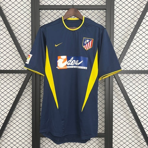 2000s Atletico Madrid Retro Football Shirt | Navy Yellow Home
