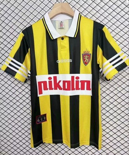 1990s Real Zaragoza Retro Football Shirt | Yellow Black Home