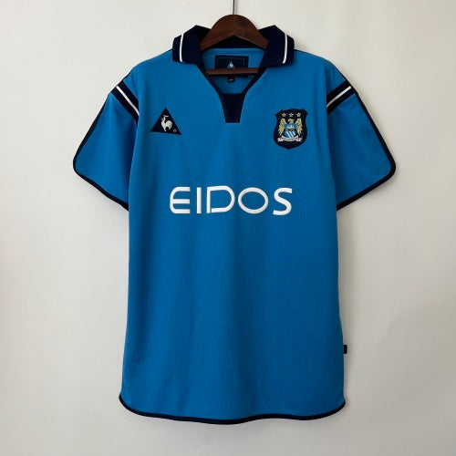 1990s Manchester City Retro Football Shirt | Sky Blue Black Home