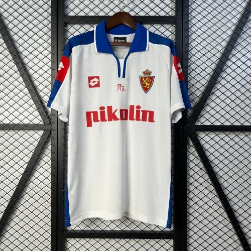 1990s Real Zaragoza Retro Football Shirt | White Blue Home