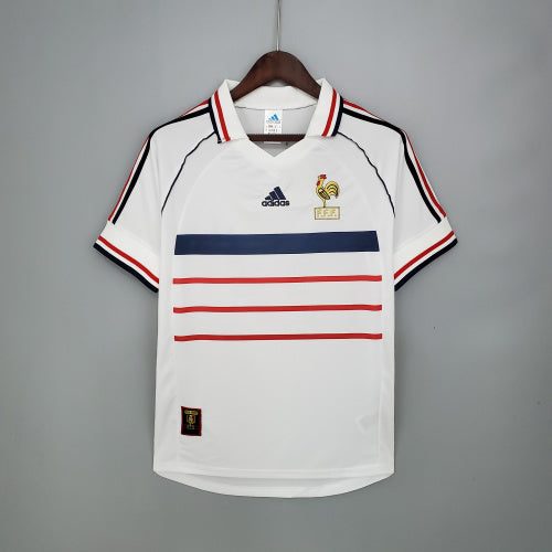 90s France Retro Football Shirt | White Blue Home