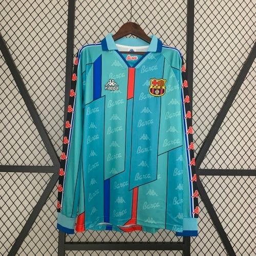 1990s Barcelona Retro Football Shirt | Turquoise Blue Home