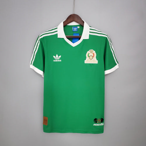 1980s Mexico Retro Football Shirt | Green White Home