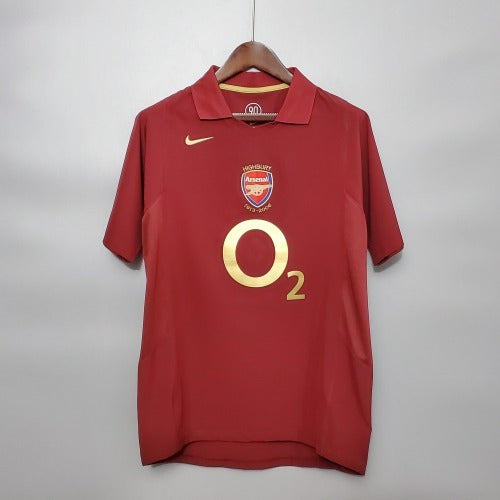 2000s Arsenal Retro Football Shirt | Red Gold Home