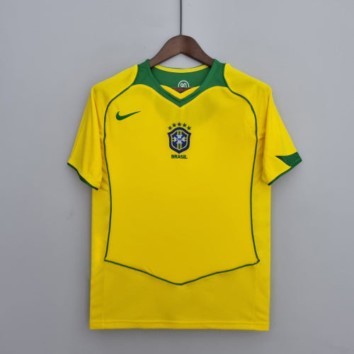 2000s Brazil Retro Football Shirt | Yellow Green Home