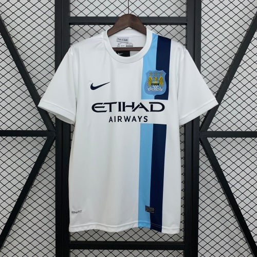 2010s Manchester City Retro Football Shirt | White Navy Home