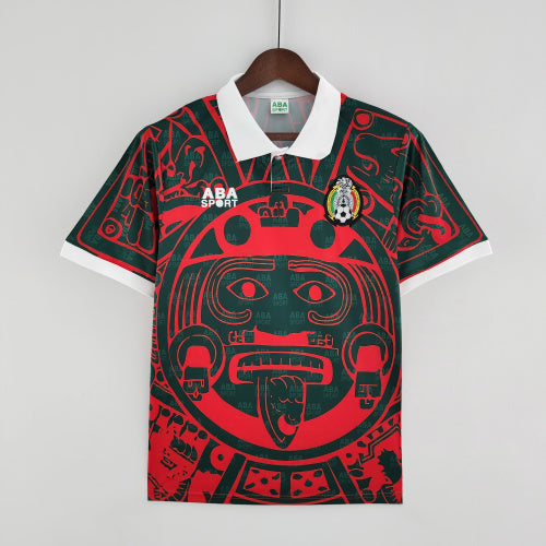 1990s Mexico Retro Football Shirt | Red Black Home