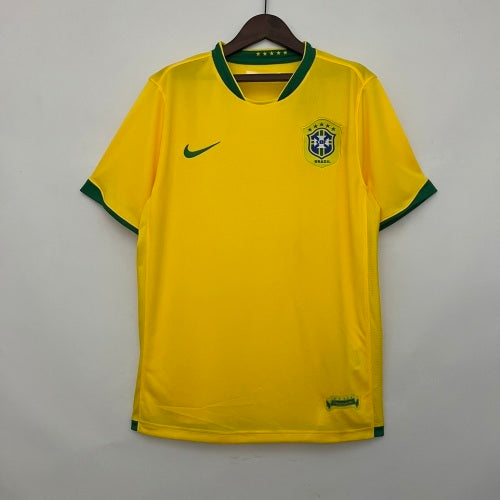2000s Brazil Retro Football Shirt | Yellow Green Home