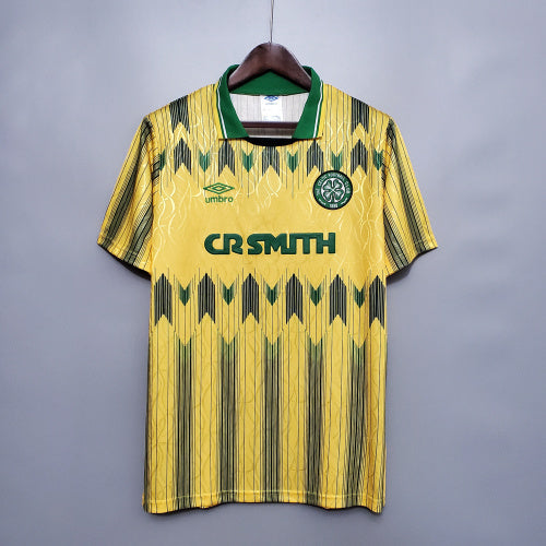 1990s Celtic Retro Football Shirt | Yellow Green Home
