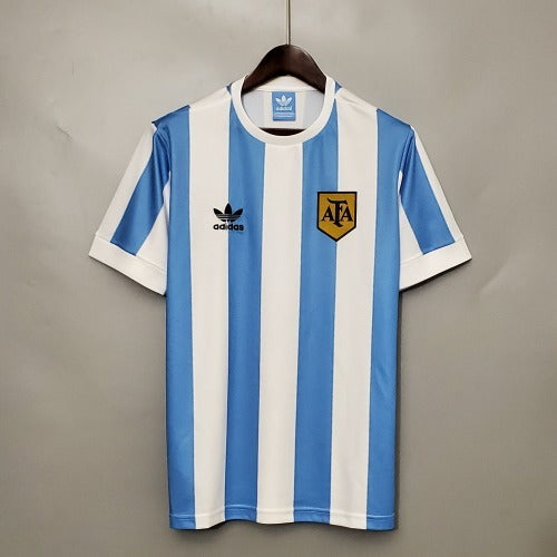 1980s Argentina Retro Football Shirt | Sky Blue White Home