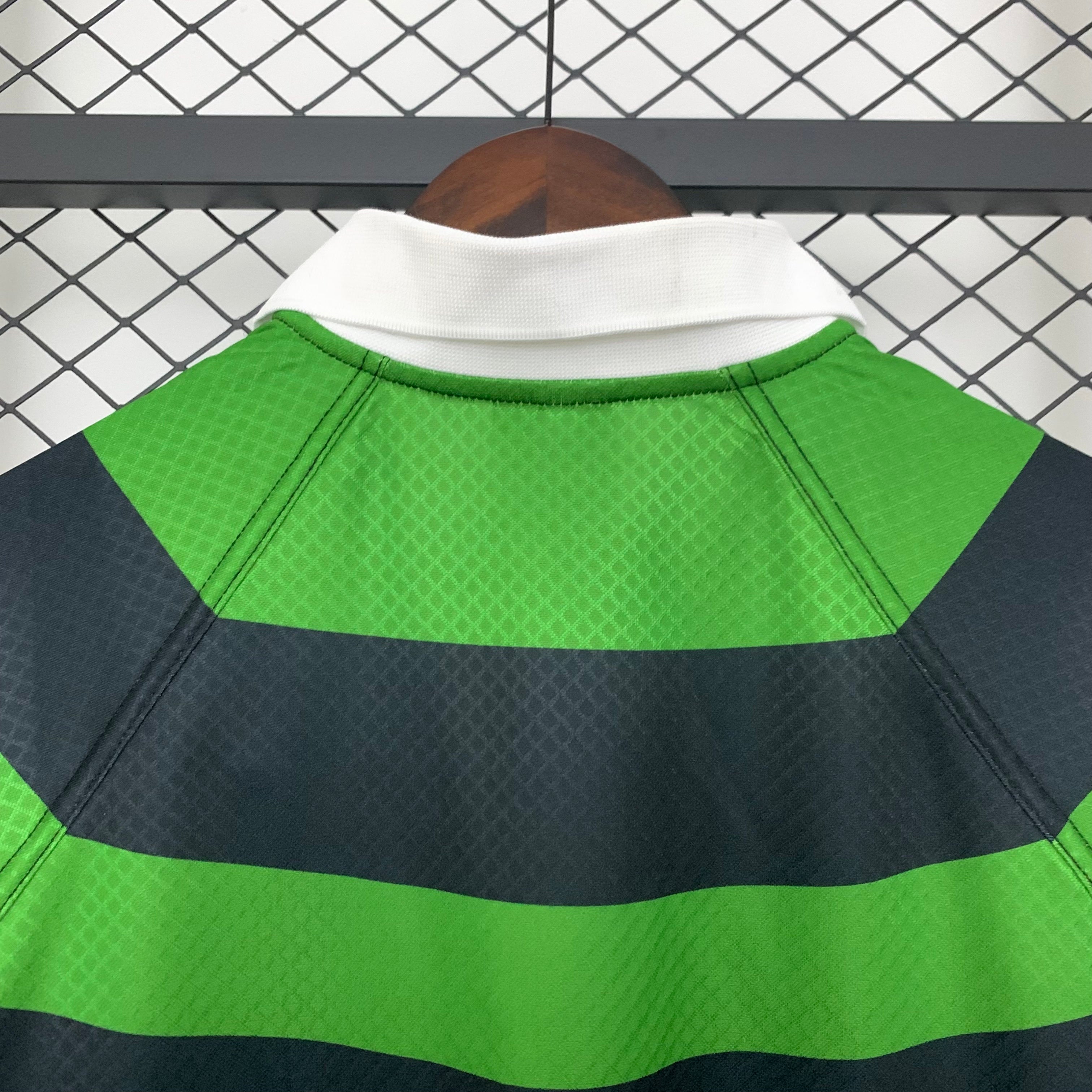 1990s Racing Santander Retro Football Shirt | Green Black Home