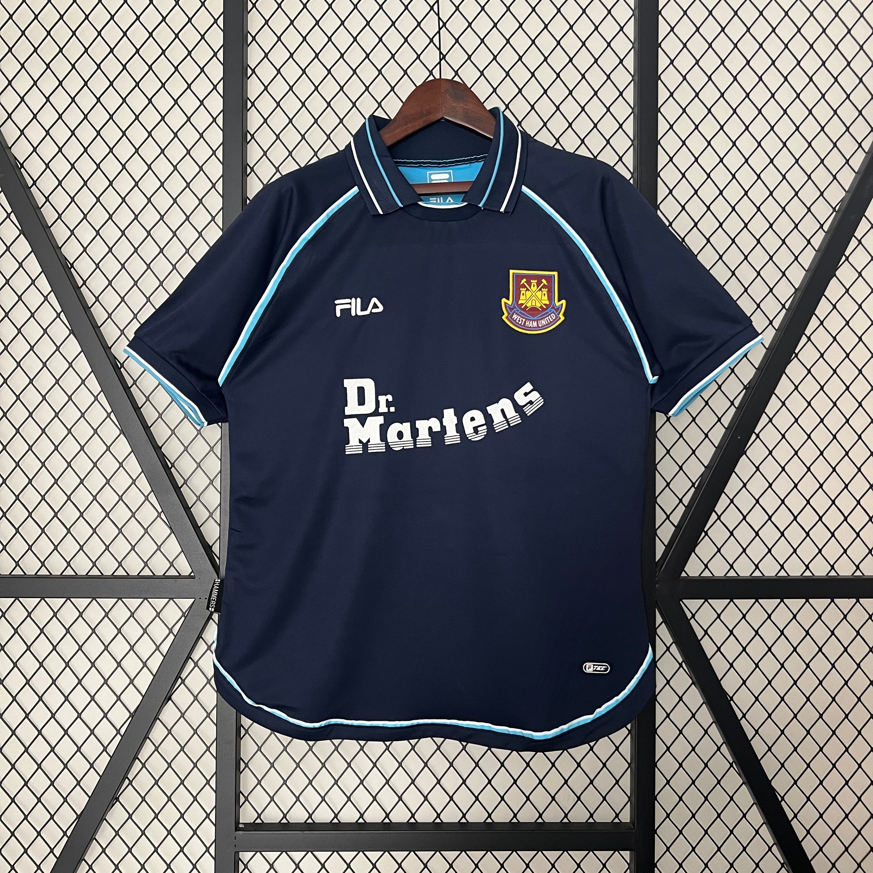 1990s West Ham United Retro Football Shirt | Navy Light Blue Home
