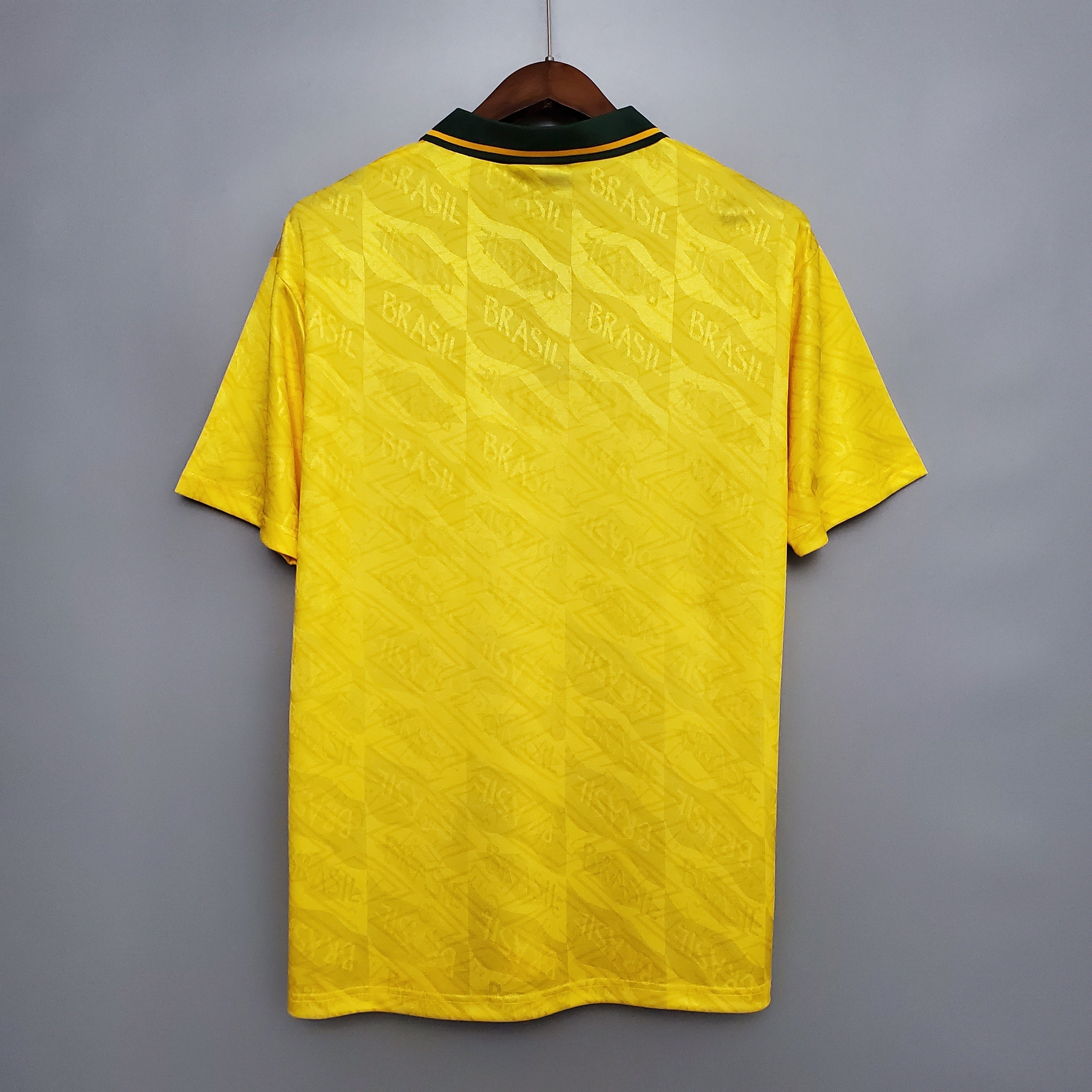 1990s Brazil Retro Football Shirt | Yellow Green Home