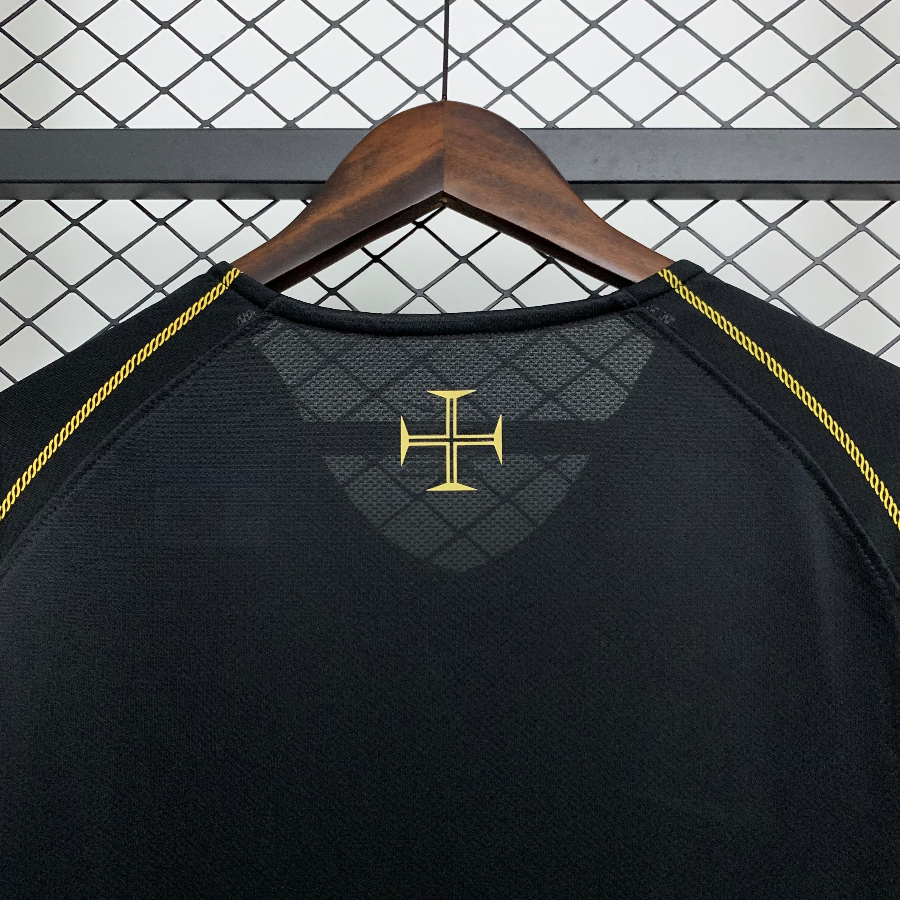 2000s Portugal Retro Football Shirt | Black Yellow Home