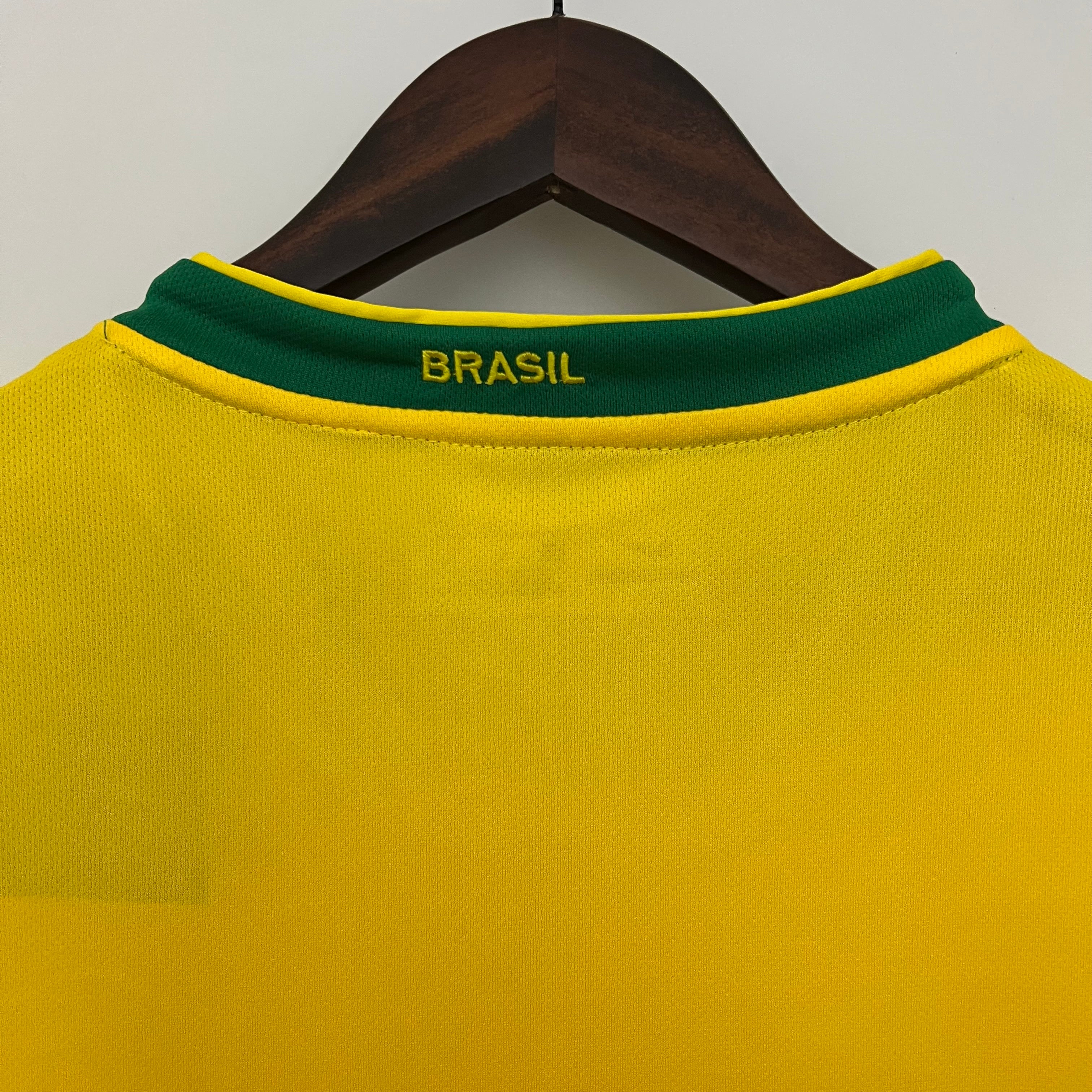 2000s Brazil Retro Football Shirt | Yellow Green Home