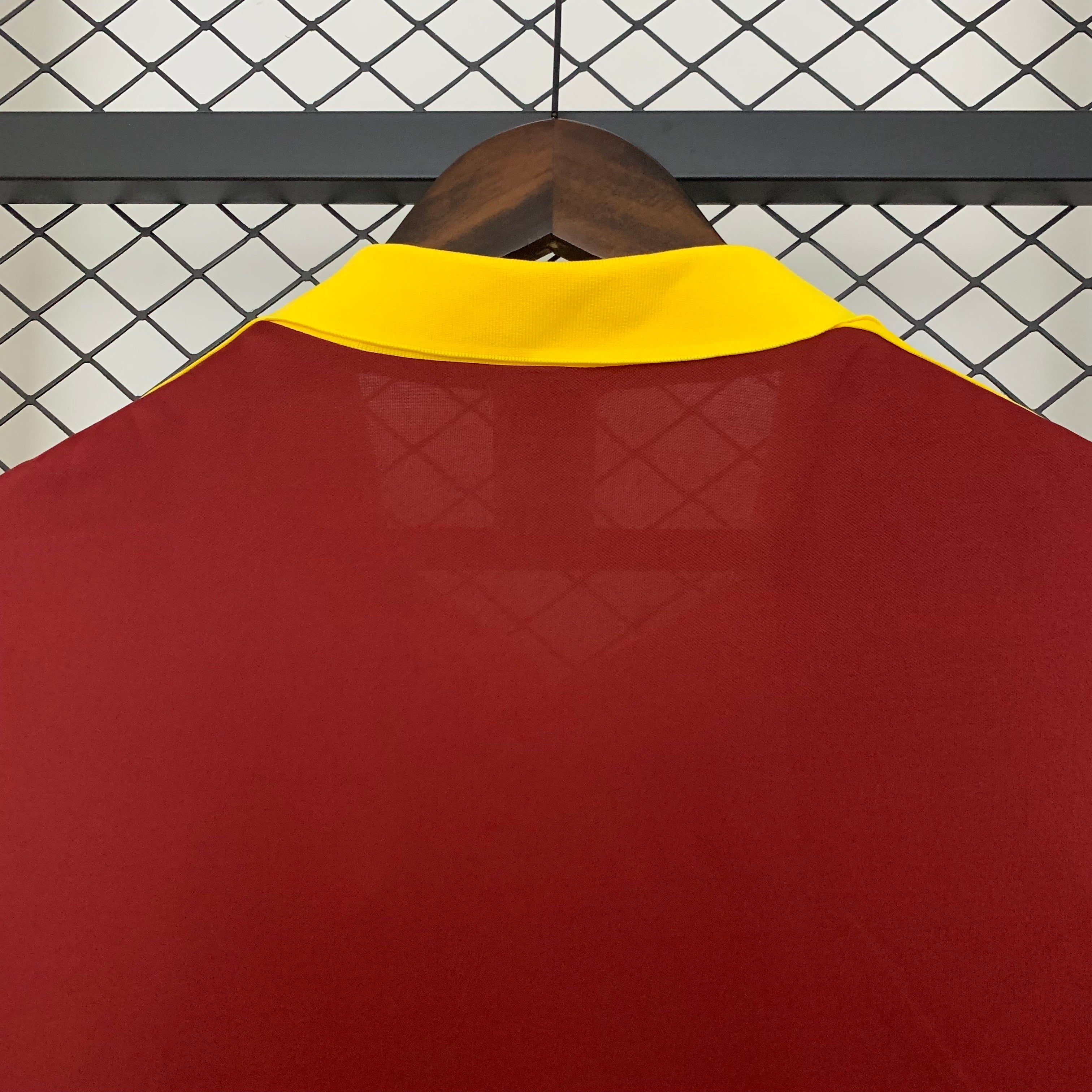1990s AS Roma Retro Football Shirt | Burgundy Yellow Home