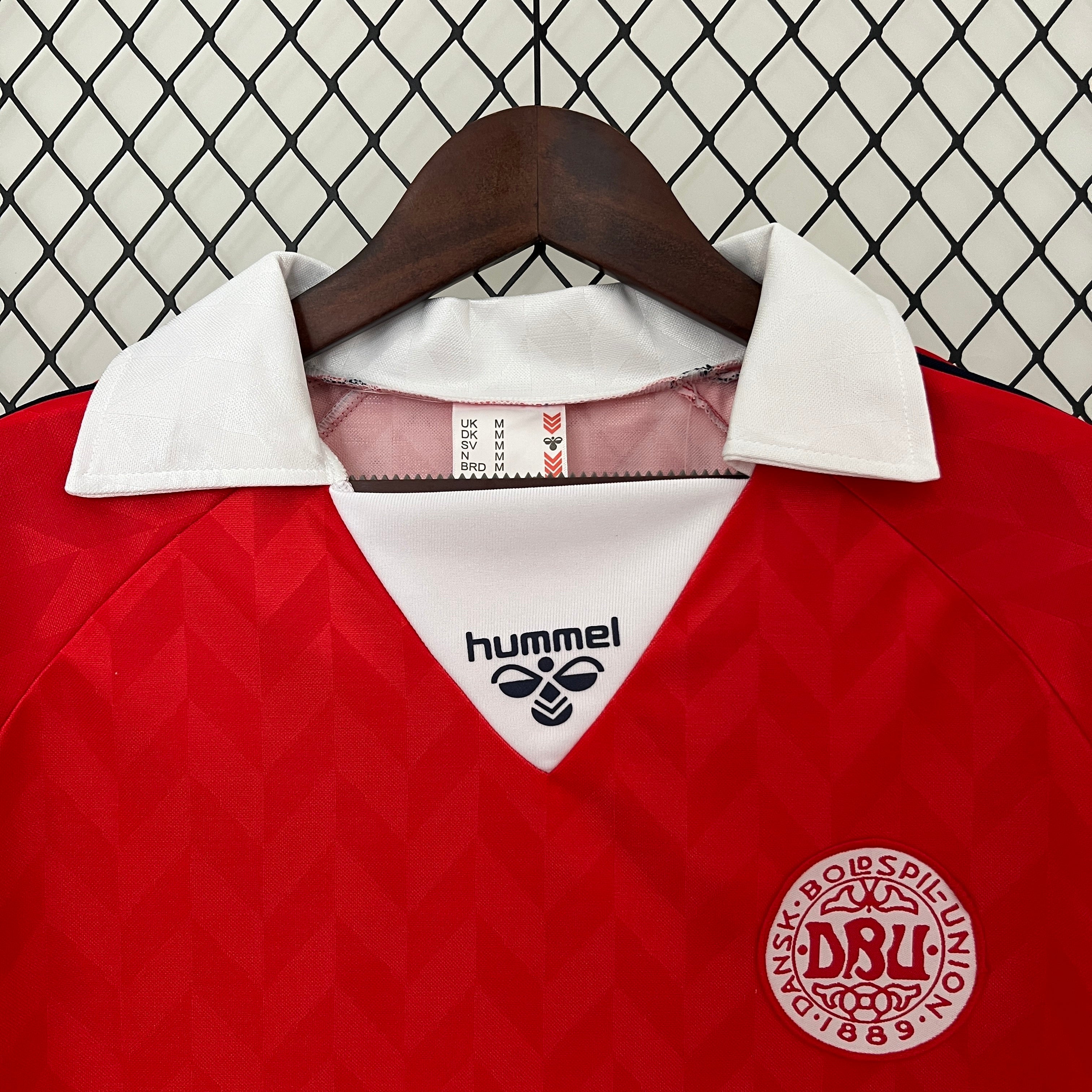 1990s Denmark Retro Football Shirt | Red White Home