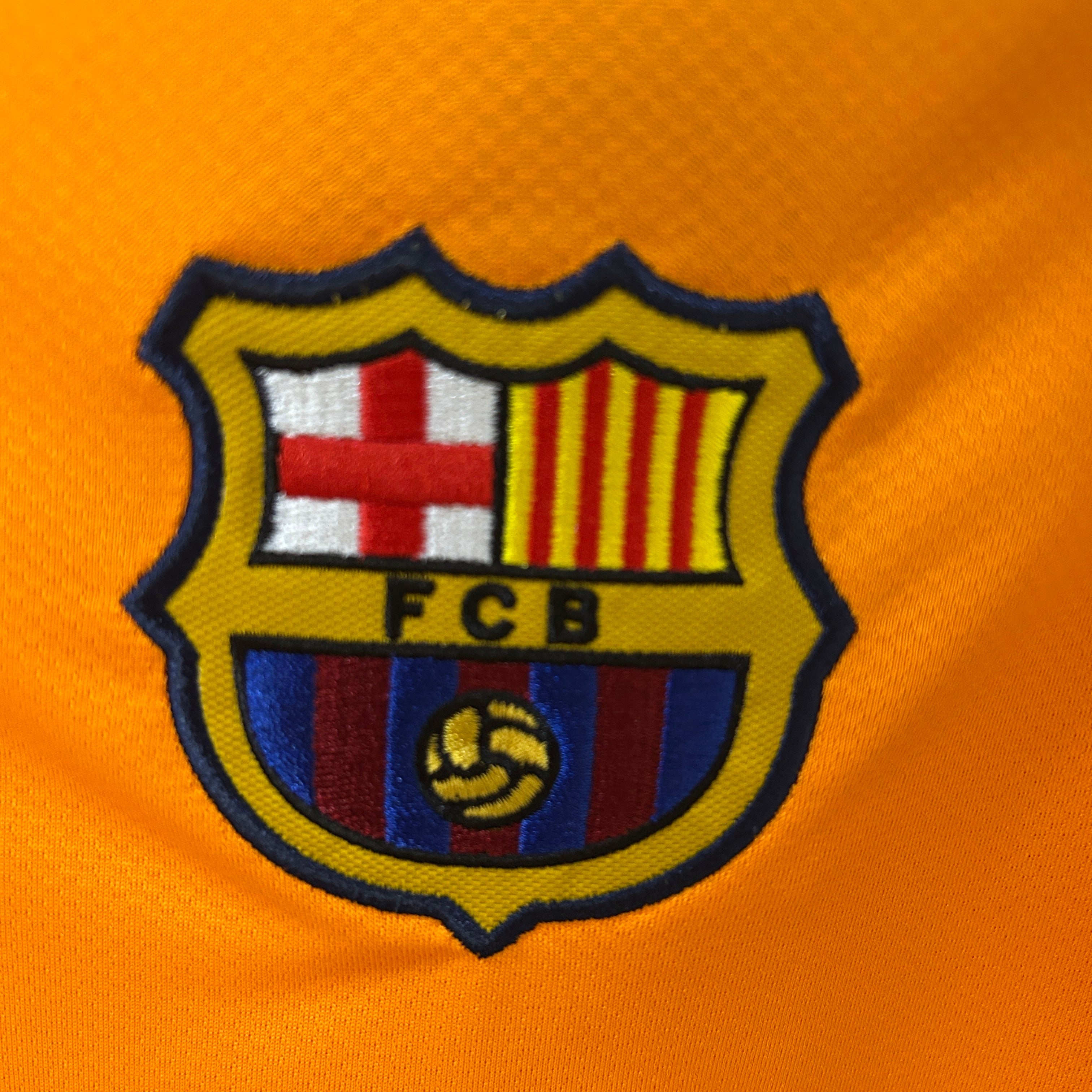 2010s Barcelona Retro Football Shirt | Orange Blue Home