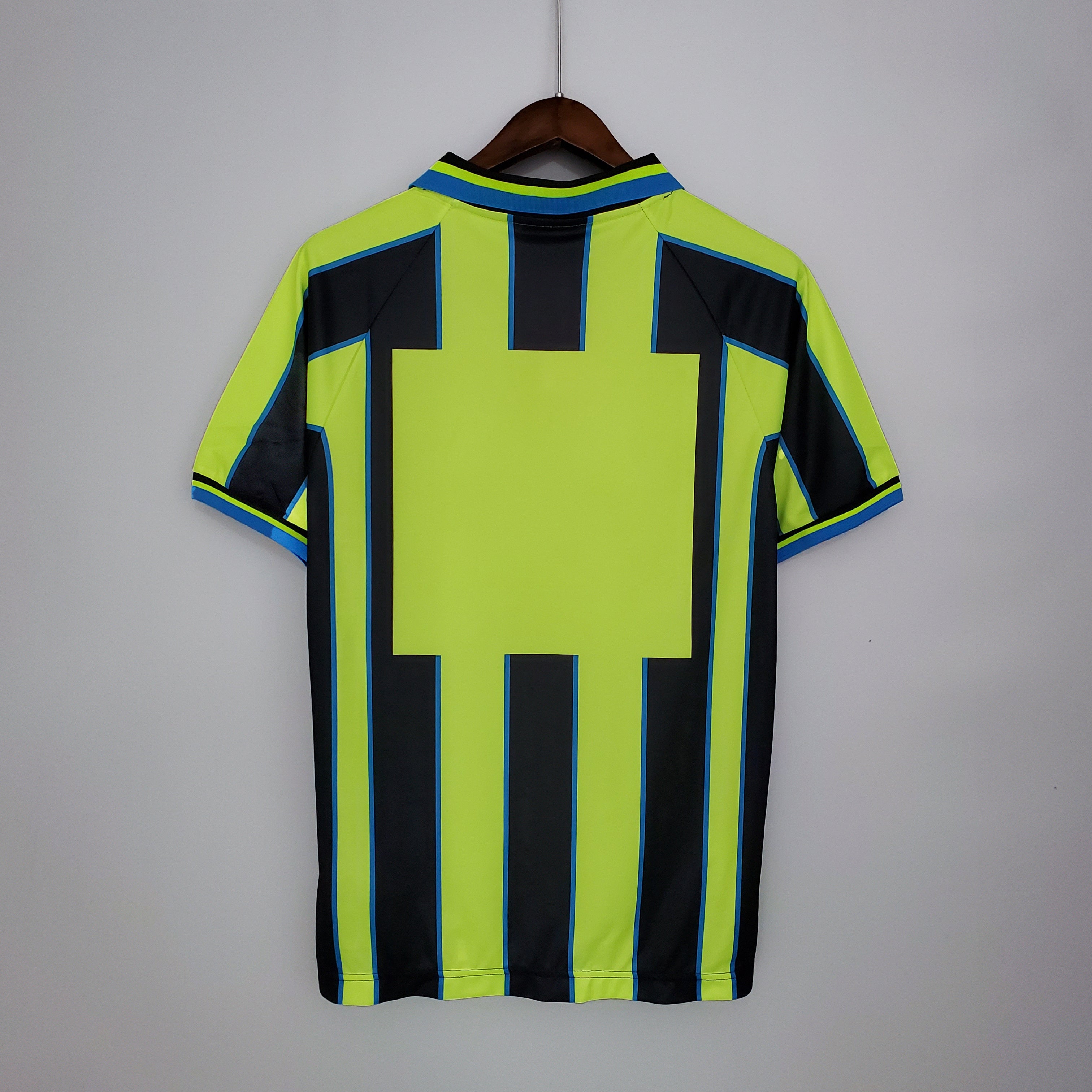 1990s Manchester City Retro Football Shirt | Neon Yellow Black Home