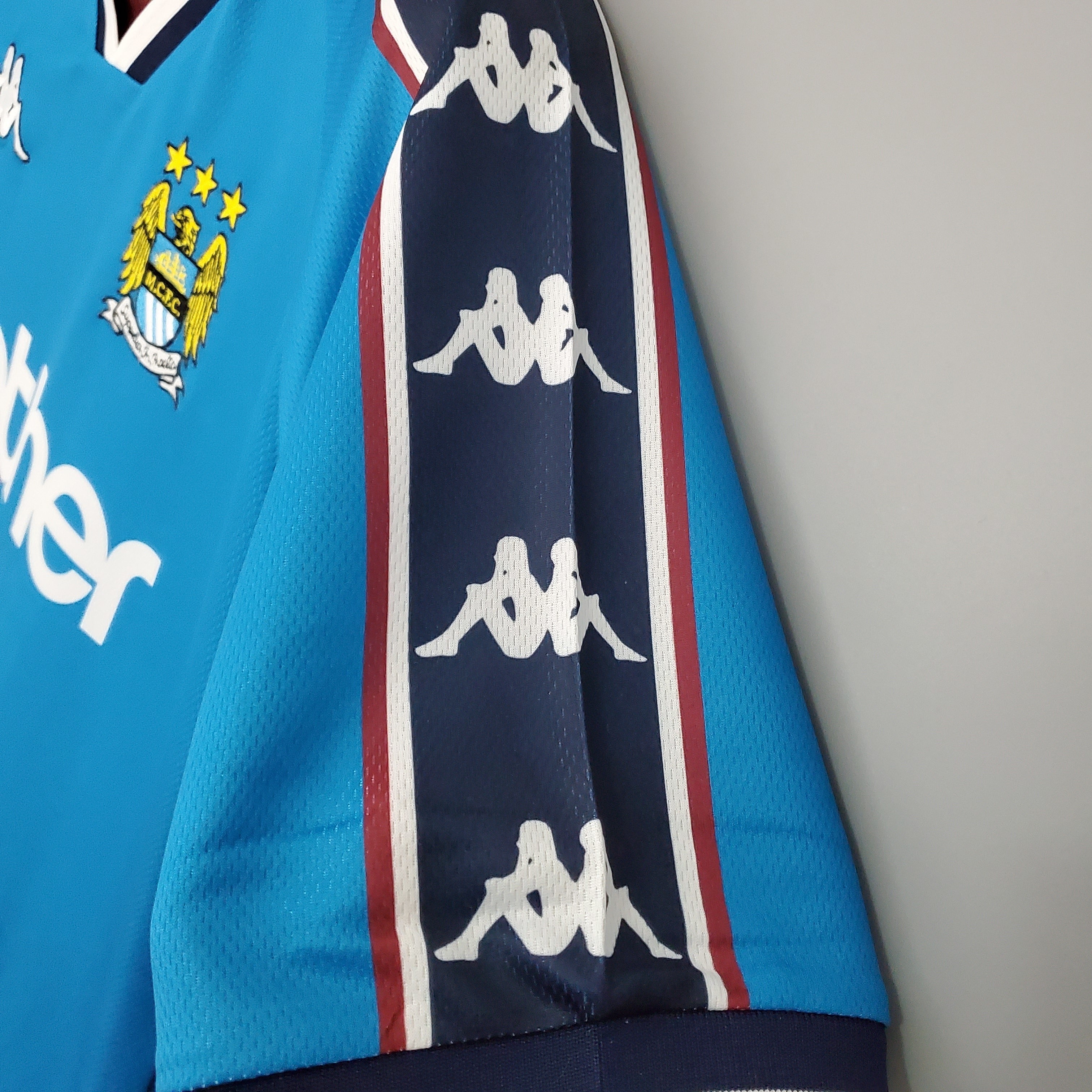 1990s Manchester City Retro Football Shirt | Sky Blue Navy Home