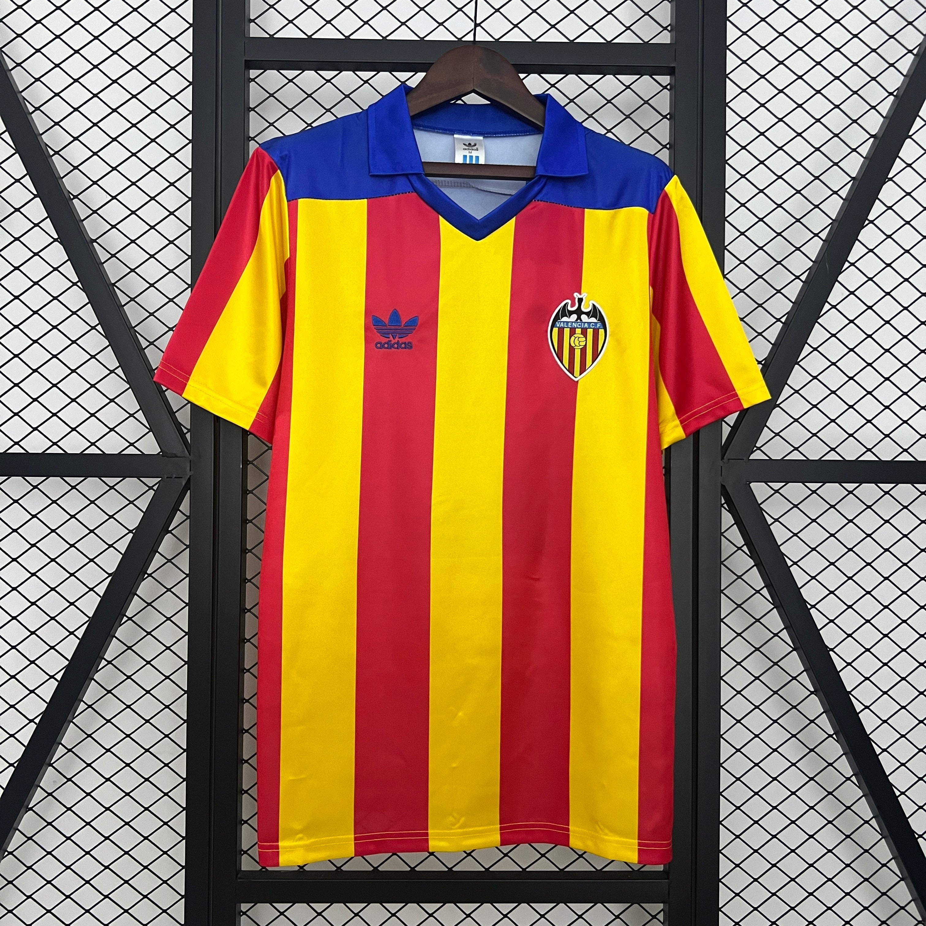 1980s Valencia Retro Football Shirt | Yellow Red Home