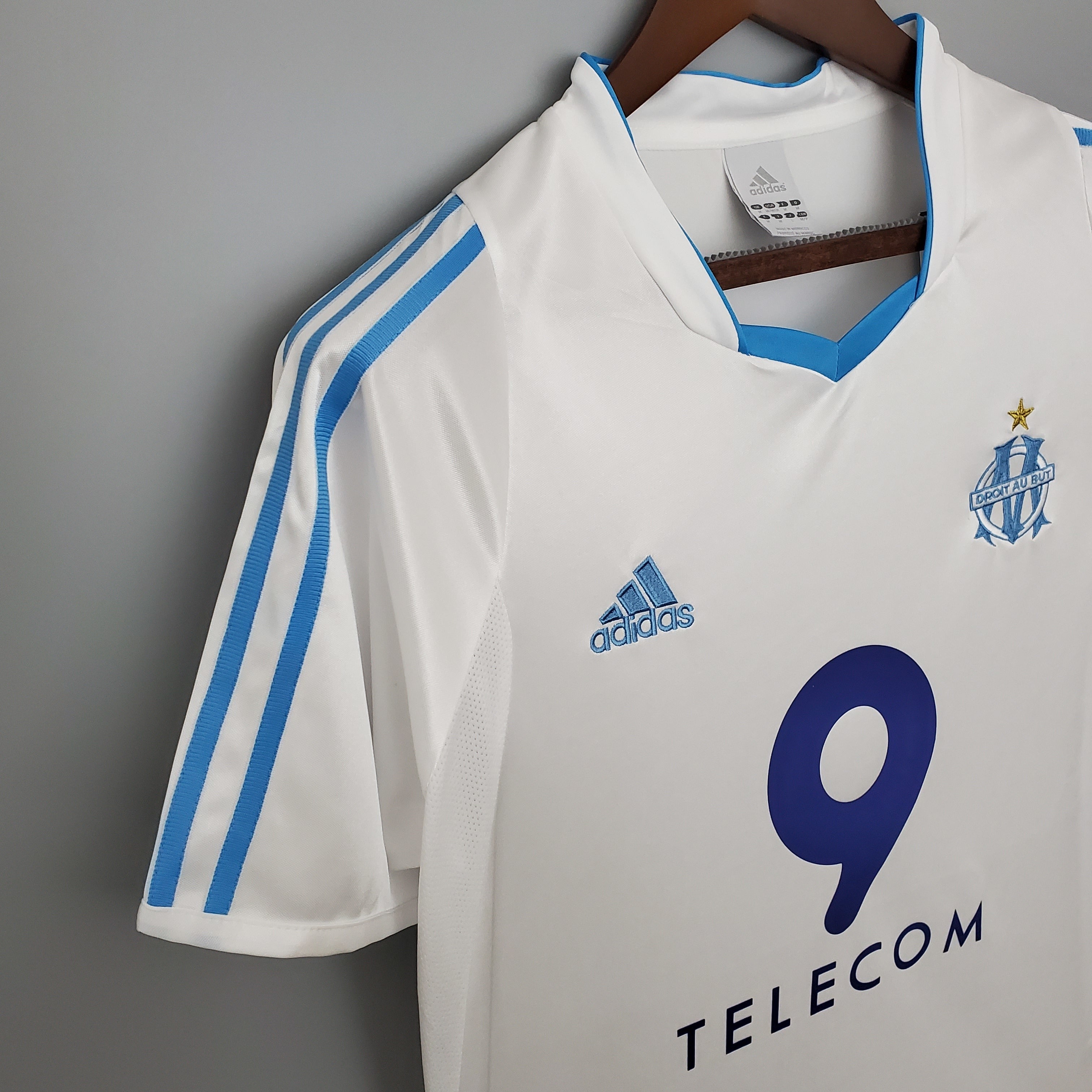 1990s Marseille Retro Football Shirt | White Sky Blue Home