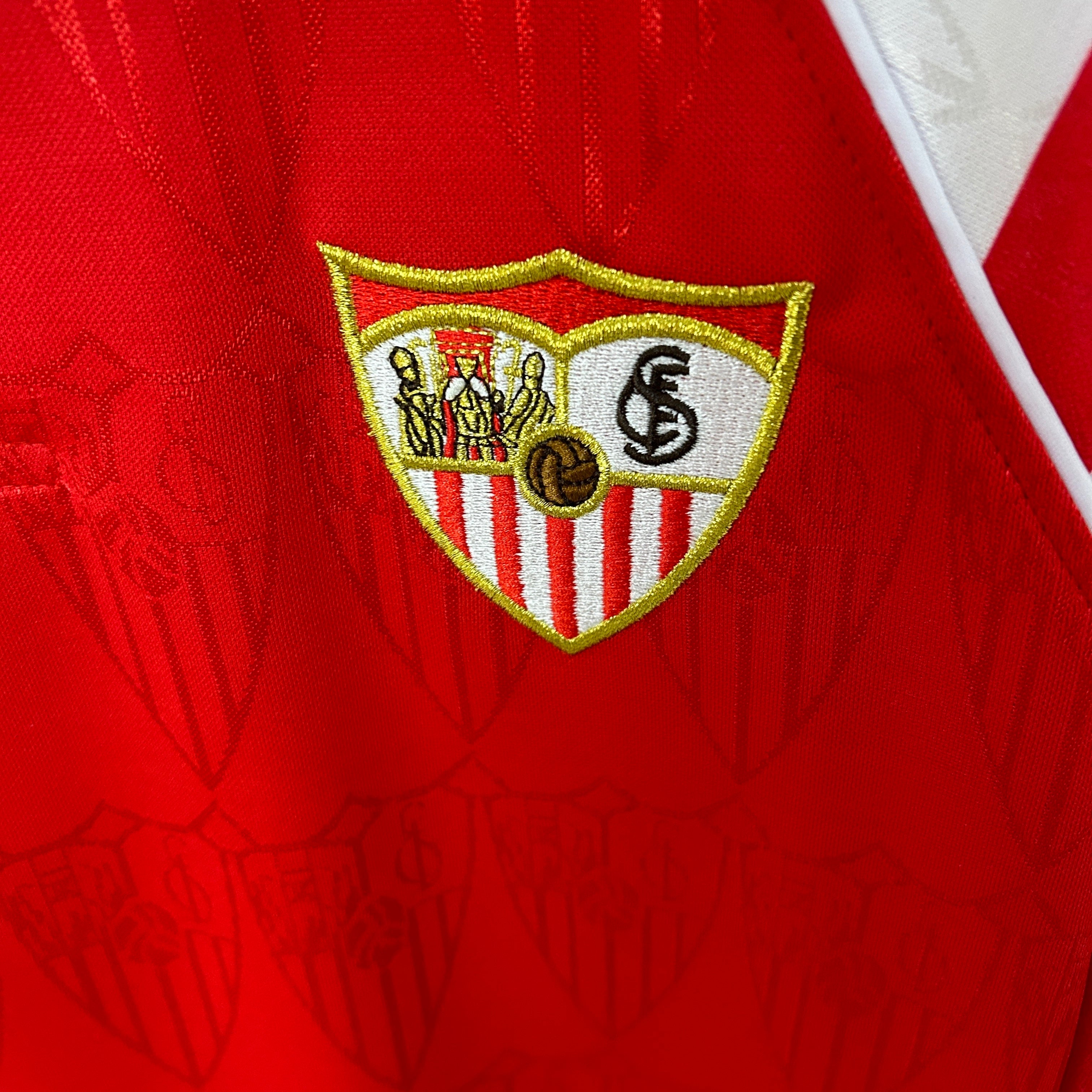 1990s Sevilla Retro Football Shirt | Red White Home
