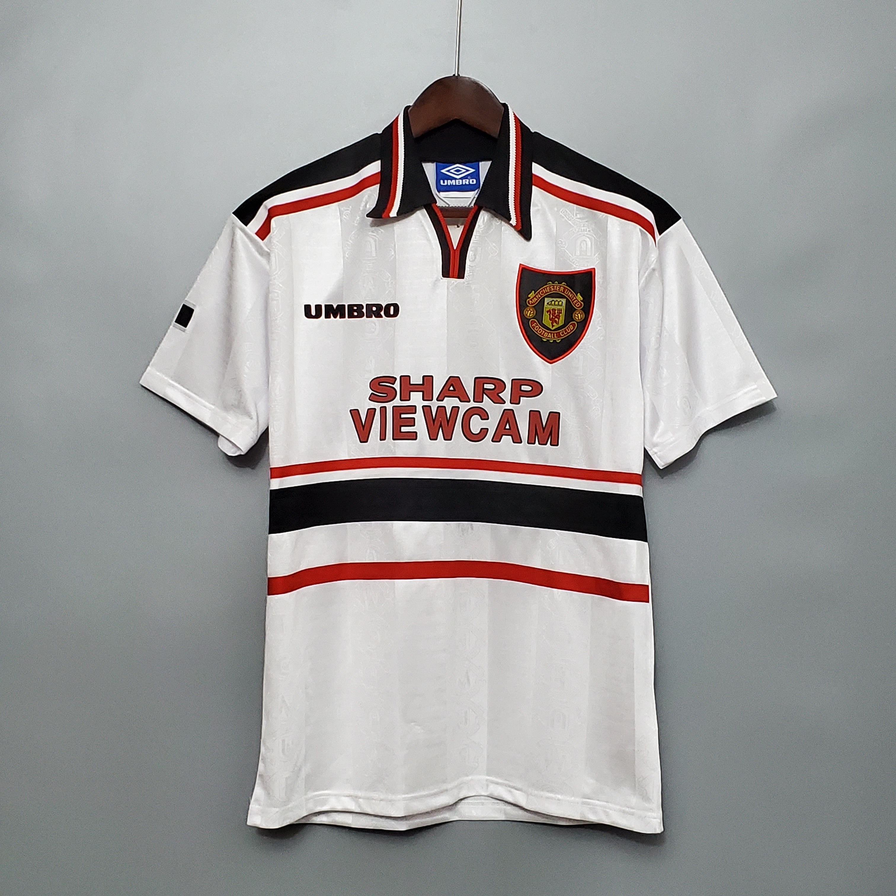 1990s Manchester United Retro Football Shirt | White Black Red Home