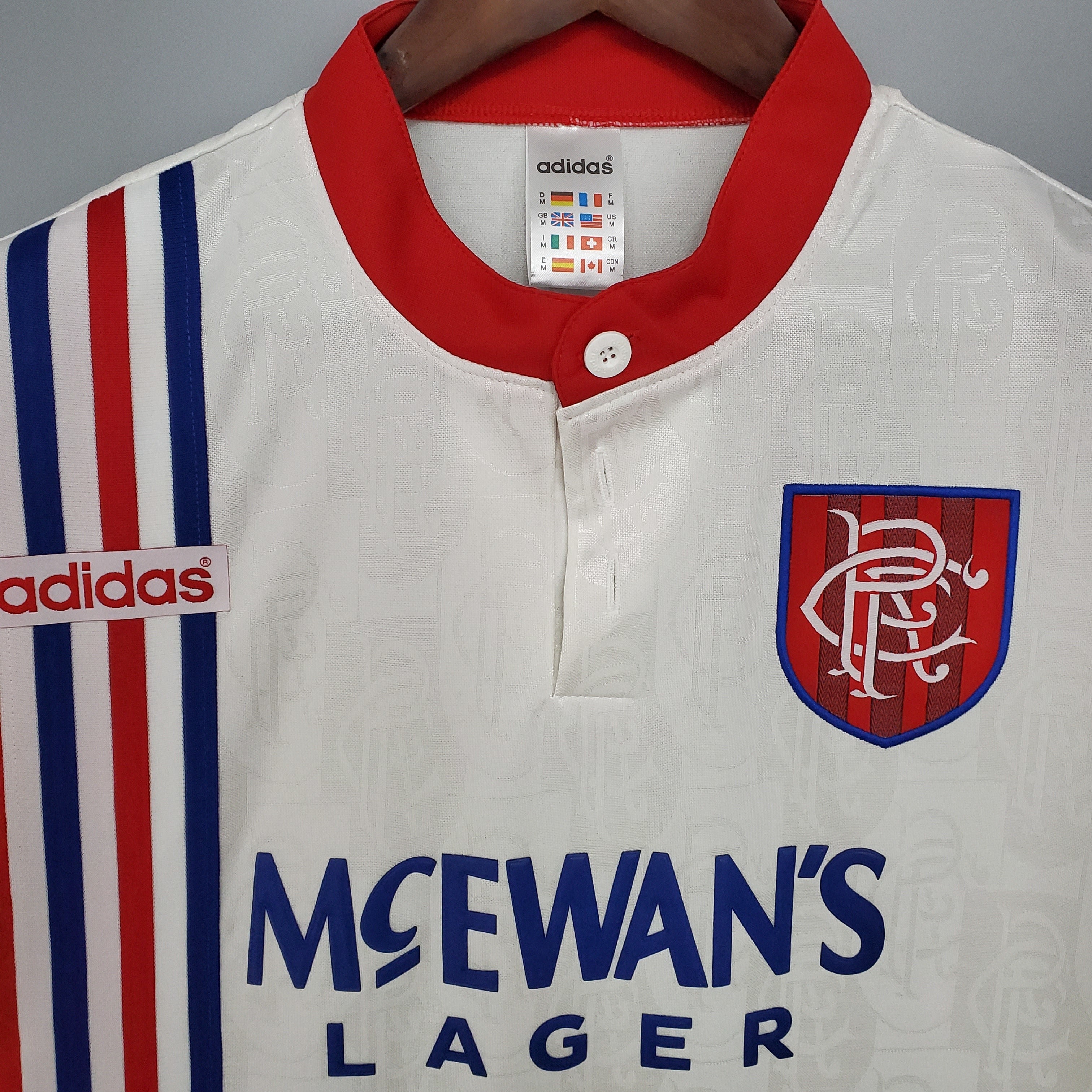 1990s Rangers Retro Football Shirt | White Red Blue Home