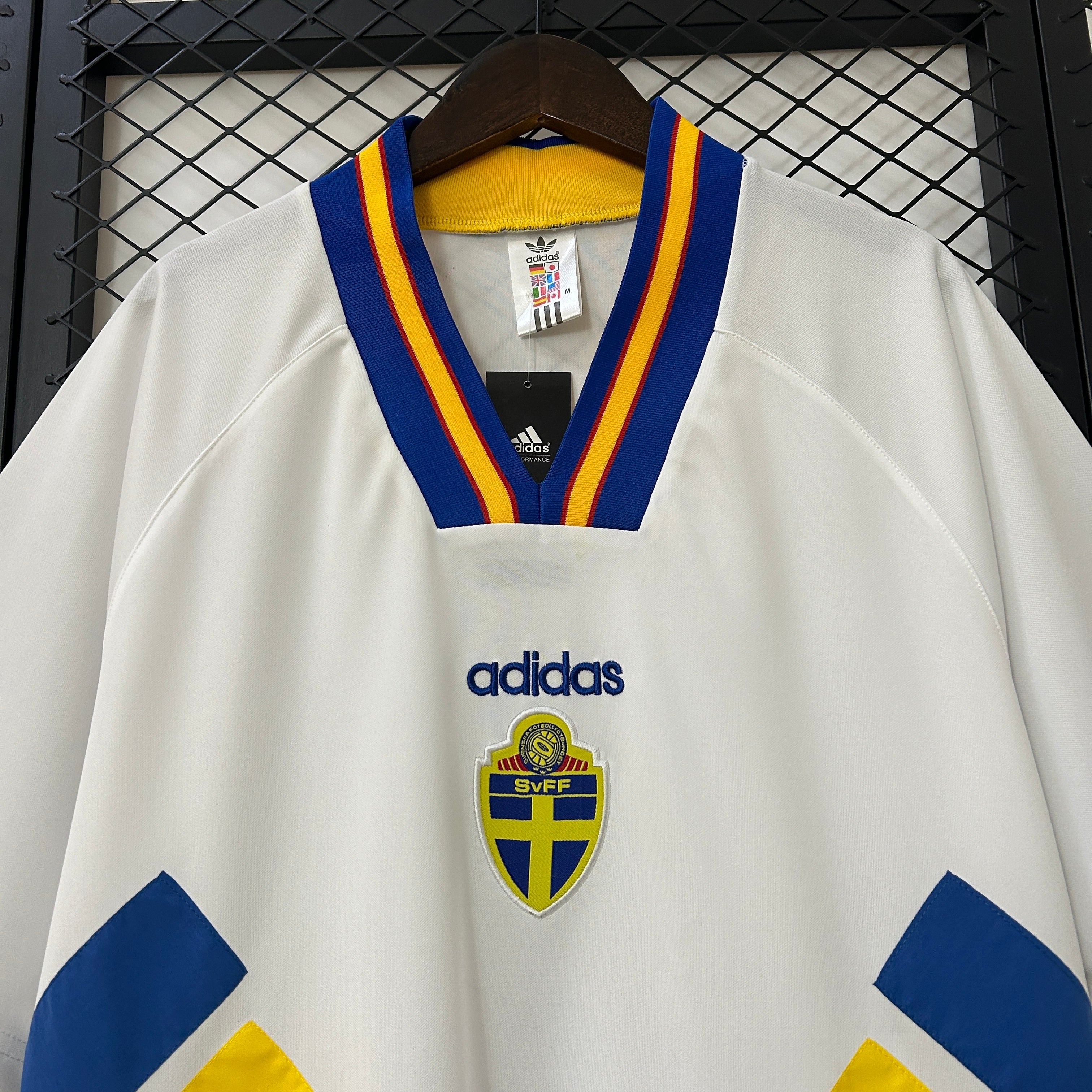 1990s Sweden Retro Football Shirt | White Blue Home