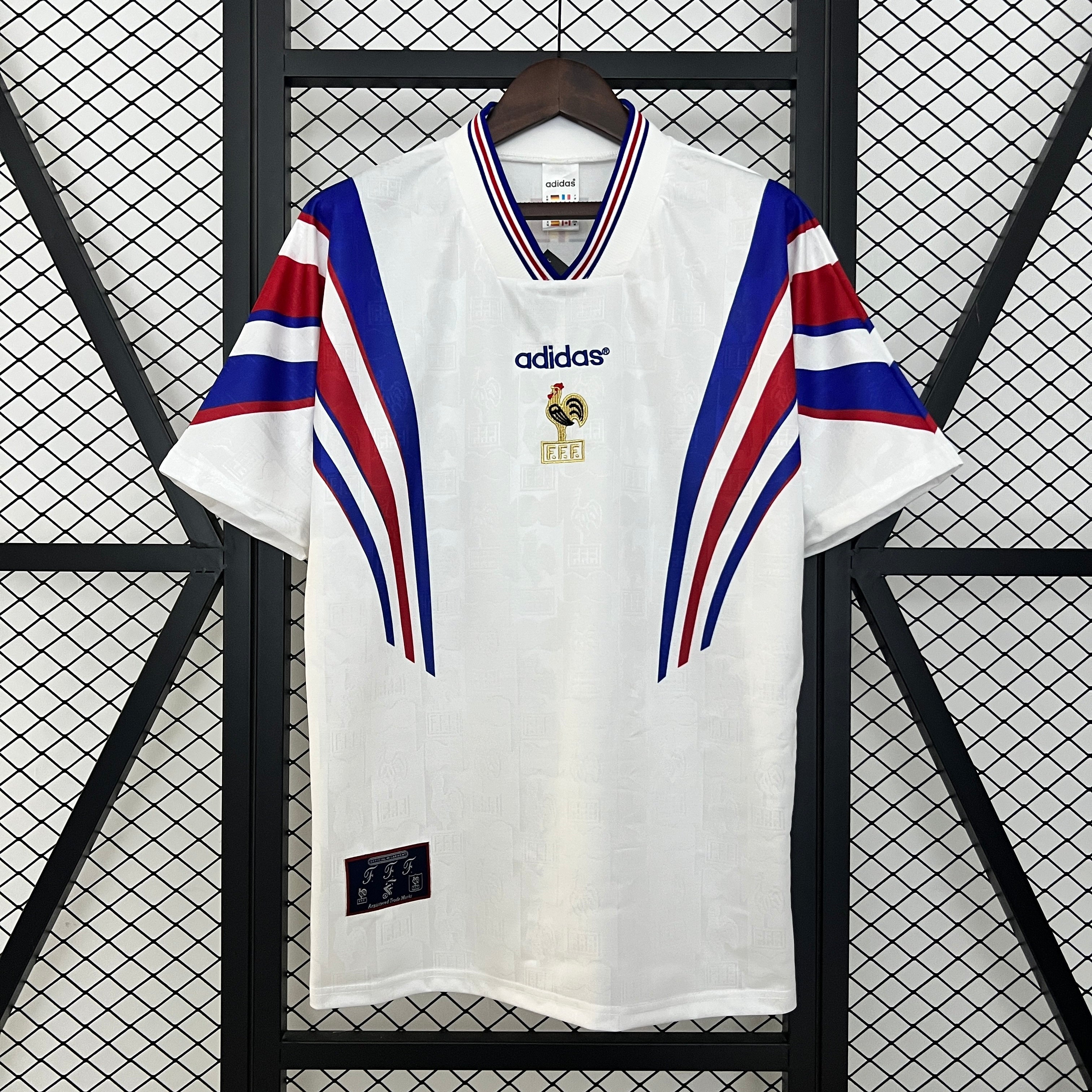 1990s France Retro Football Shirt | White Blue Home