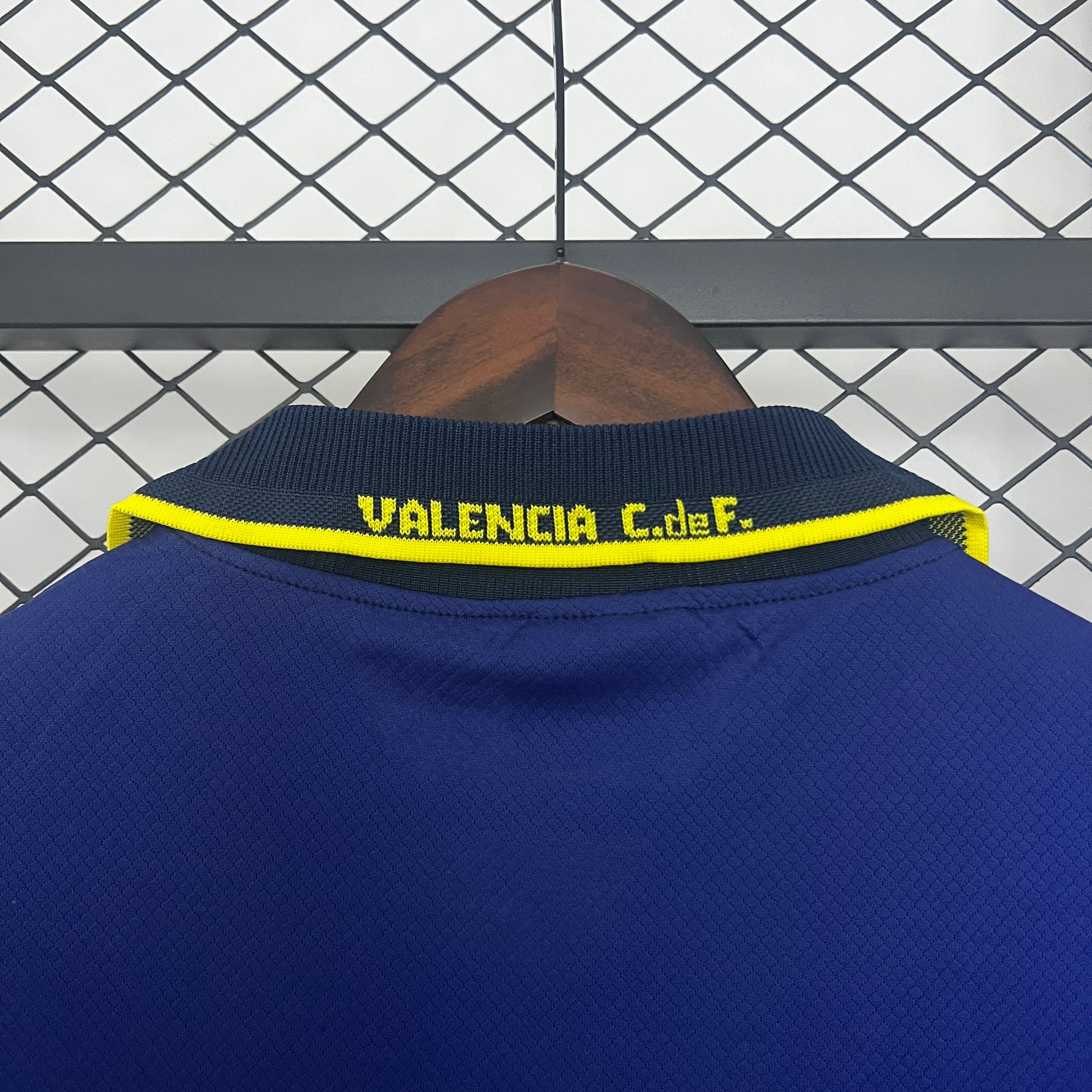 1990s Valencia Retro Football Shirt | Navy Yellow Home