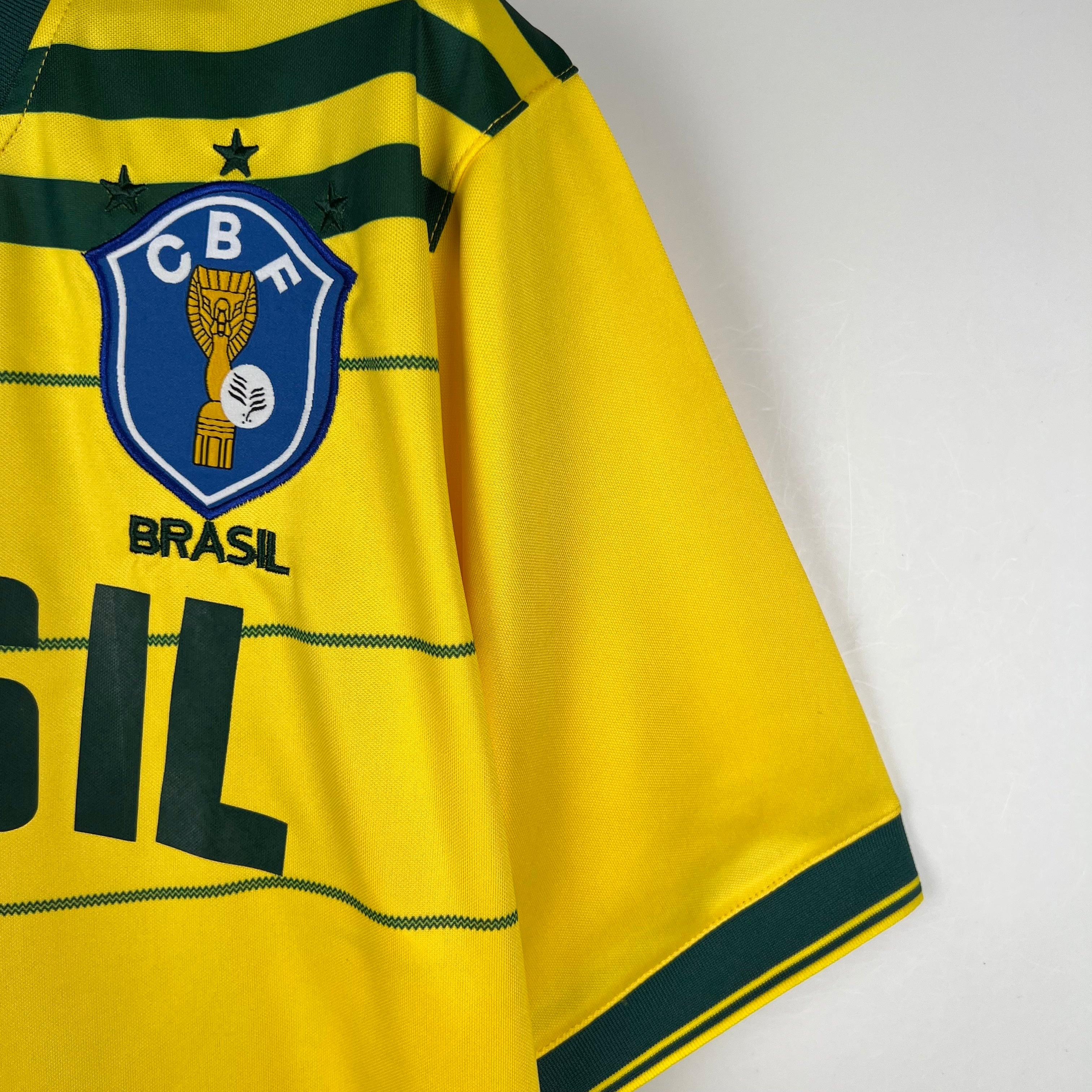 1990s Brazil Retro Football Shirt | Yellow Green Home