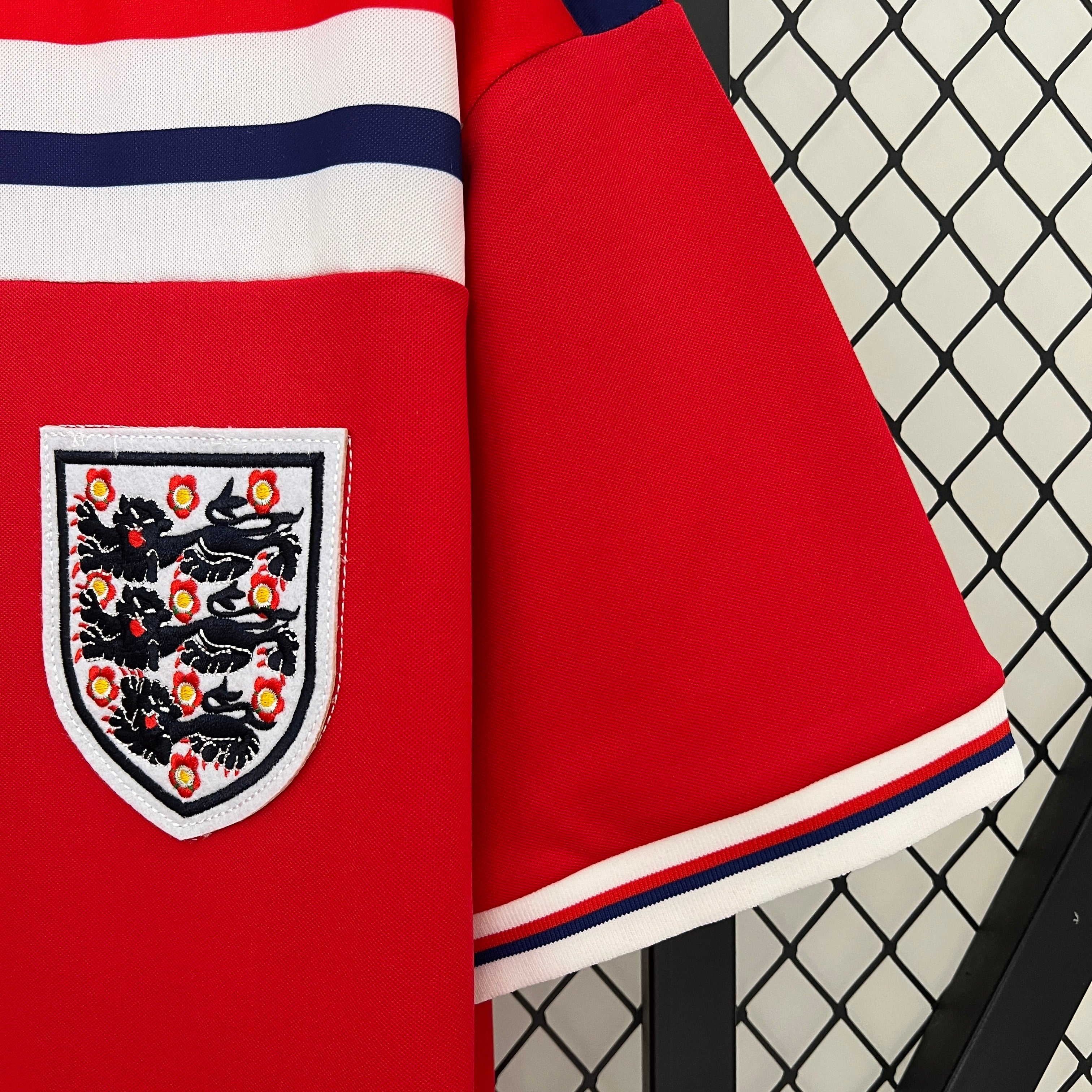 1980s England Retro Football Shirt | Red Navy Home