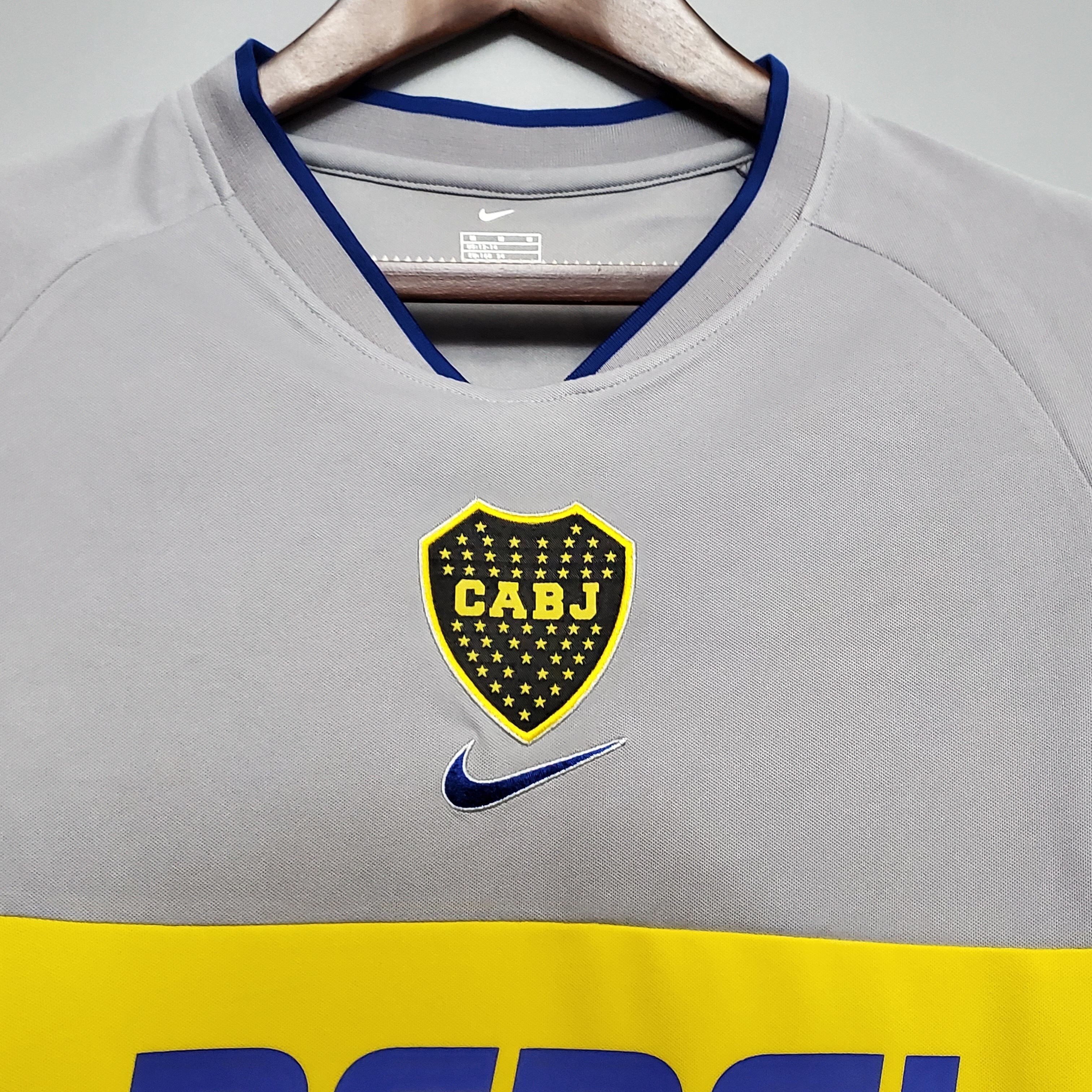 2000s Boca Juniors Retro Football Shirt | Grey Blue Home