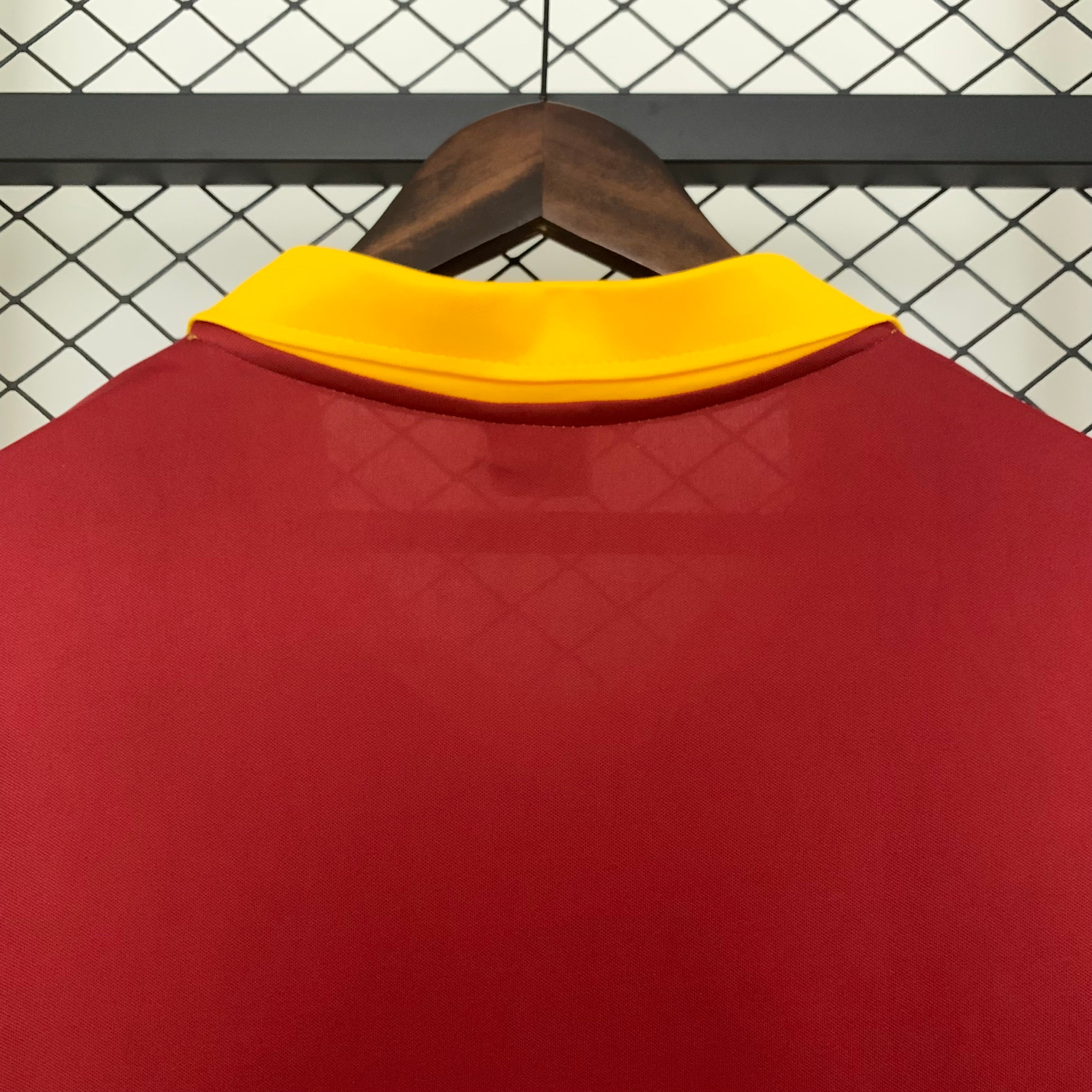 1990s Roma Retro Football Shirt | Maroon Yellow Home