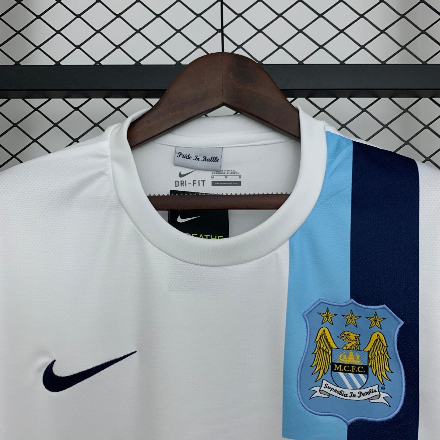 2010s Manchester City Retro Football Shirt | White Navy Home