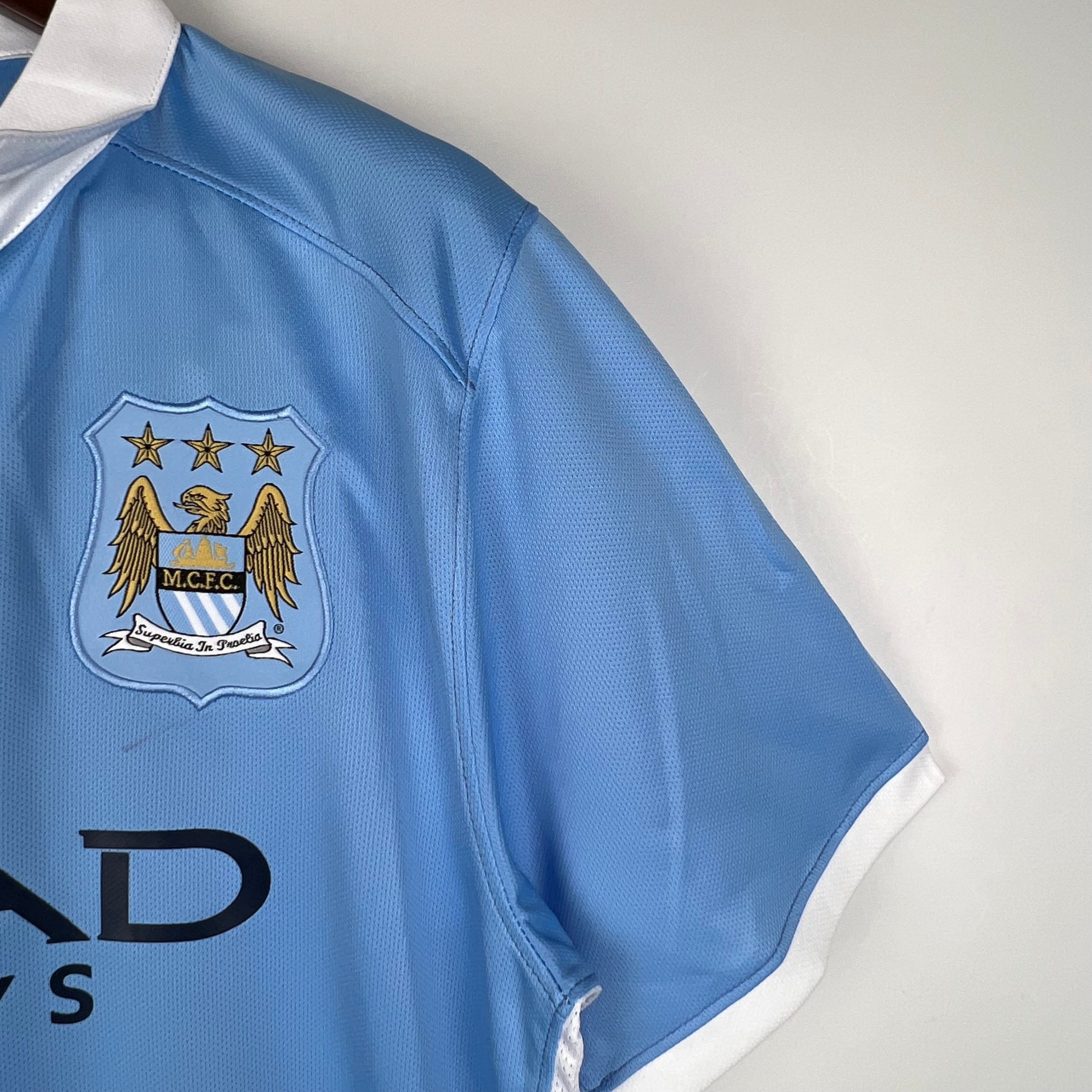 2010s Manchester City Retro Football Shirt | Sky Blue White Home