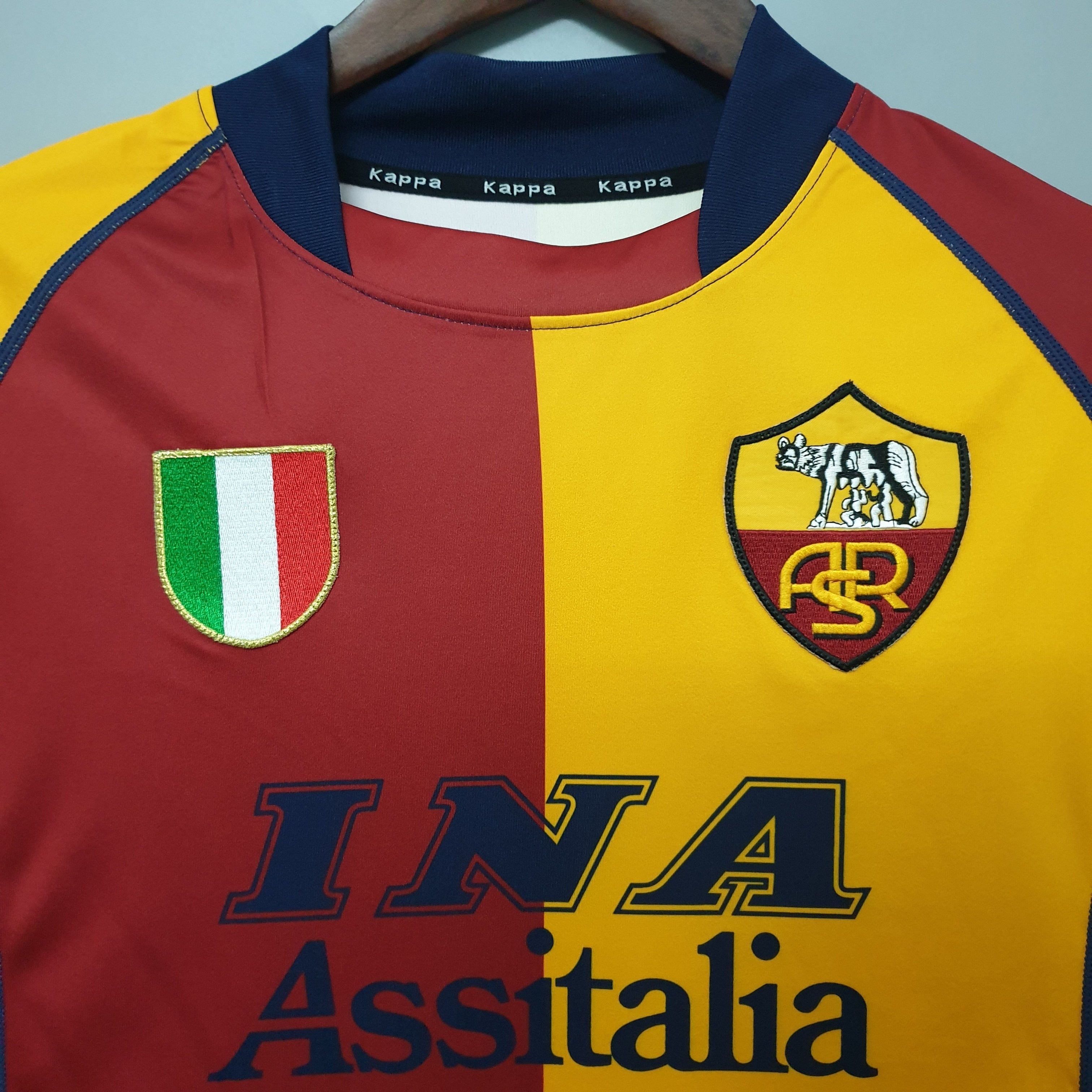 2000s AS Roma Retro Football Shirt | Yellow Red Home