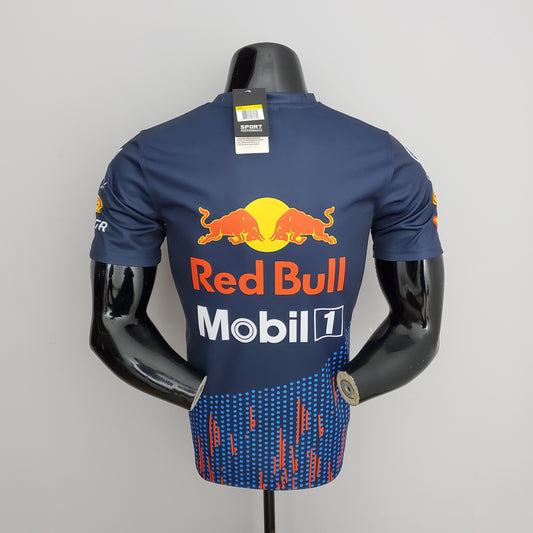 Red Bull Racing F1 2025 Player Fit T-Shirt – Max Verstappen #1 Mobil 1 | Navy Blue