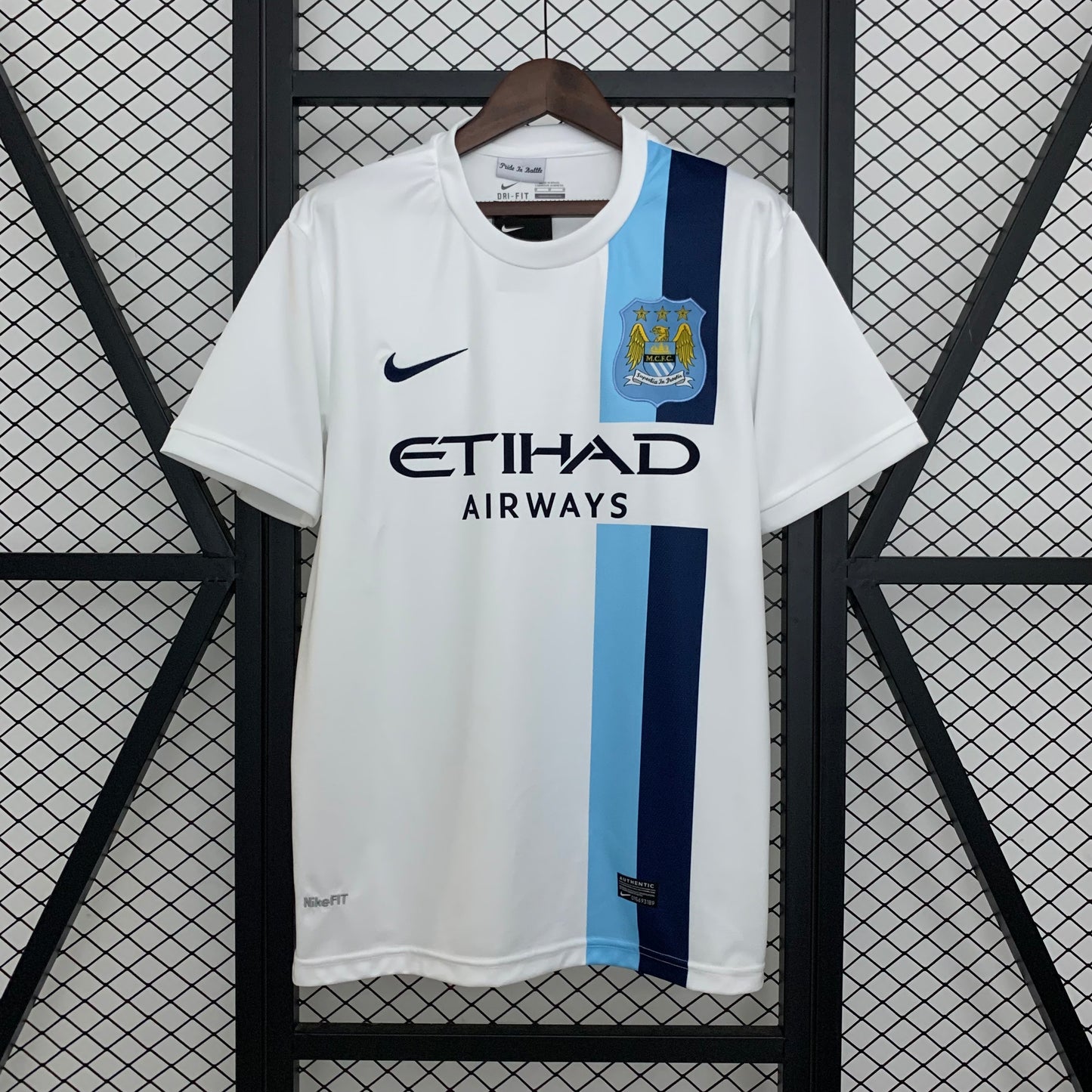 2010s Manchester City Retro Football Shirt | White Navy Home