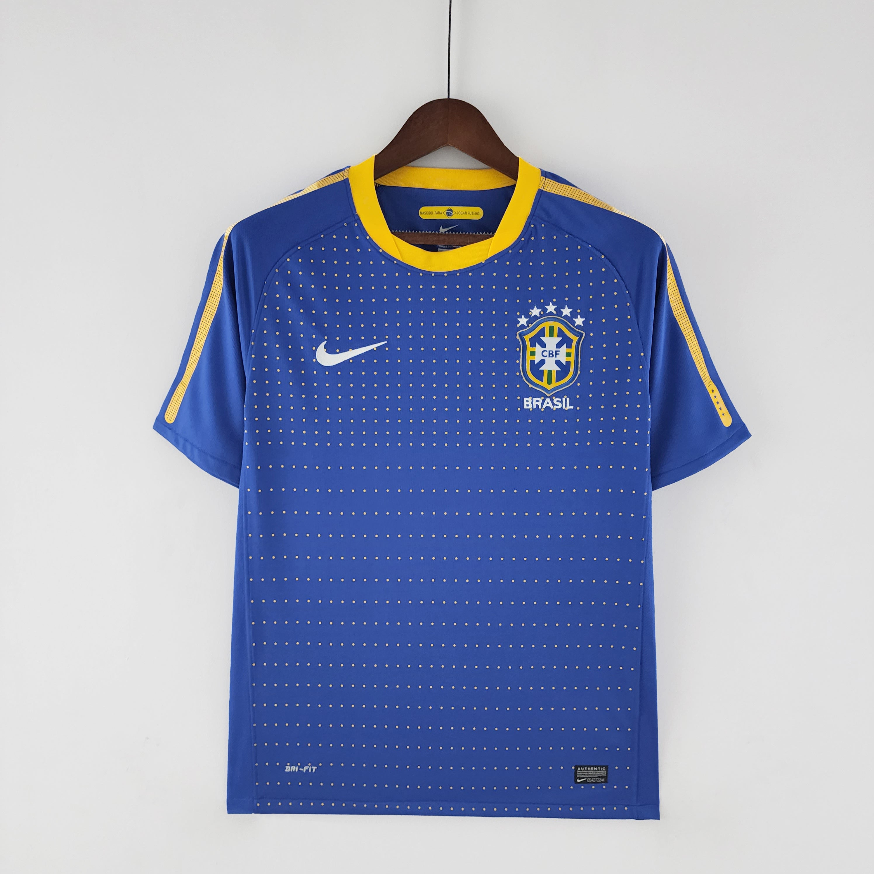 2010s Brazil Retro Football Shirt | Blue Yellow Home